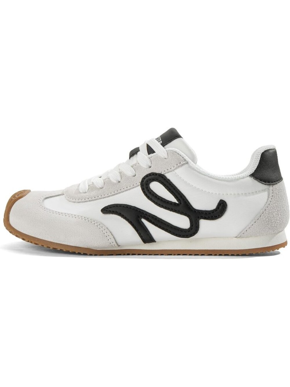 Women's White/Black Leather Comfortable Classic Casual Thin Sole Walking Sneaker